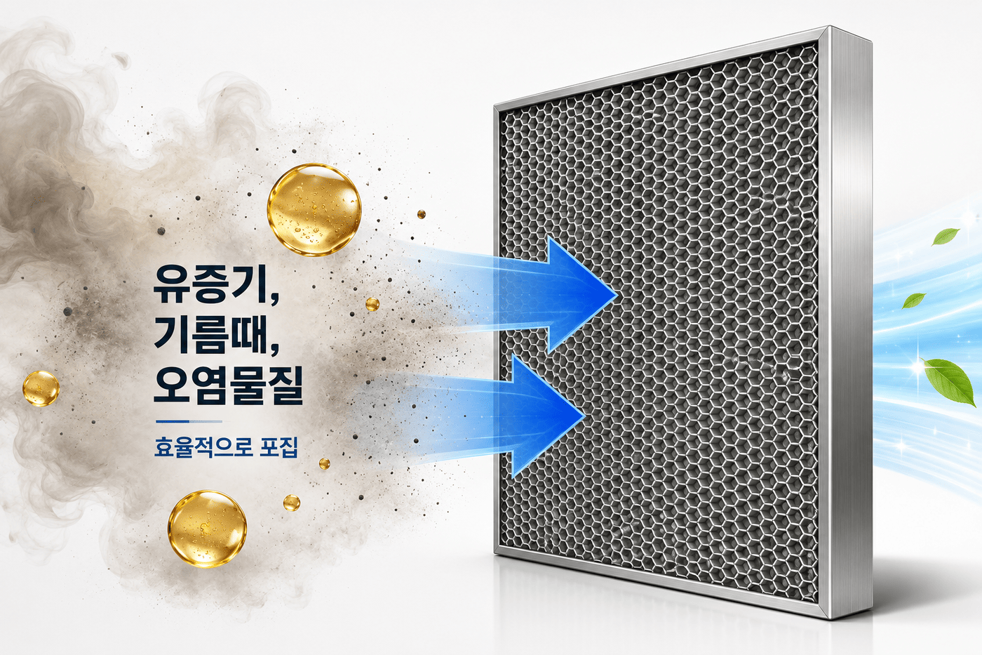 유증기, 기름때, 오염물질 여과 이미지